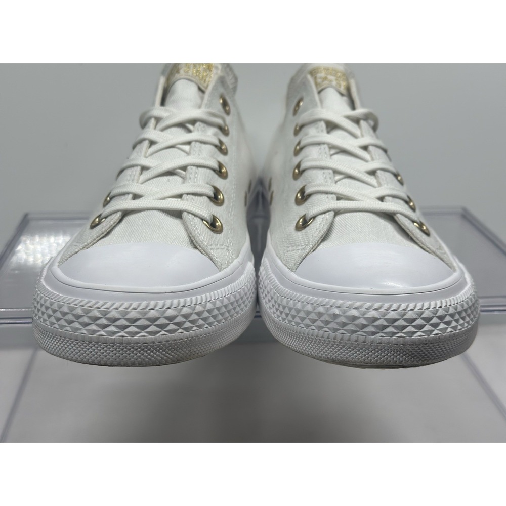 Converse Unisex All Star Egret/White Gold Accents Sneaker Shoe Womens Size 10 - Picture 7 of 10